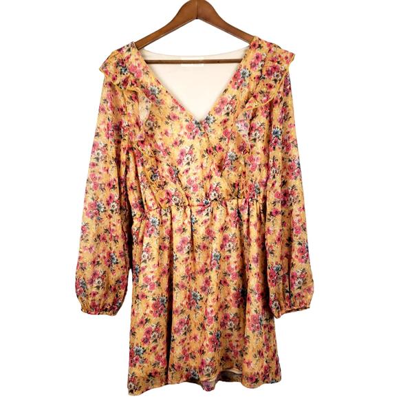 Peach Love California Floral Dress - L - Picture 1 of 6